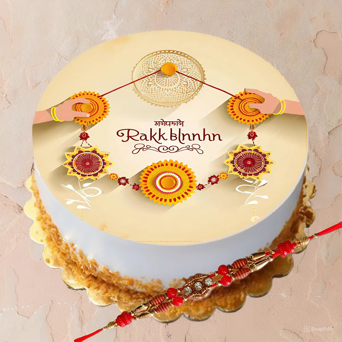 Butterscotch Poster Cake With Rakhi