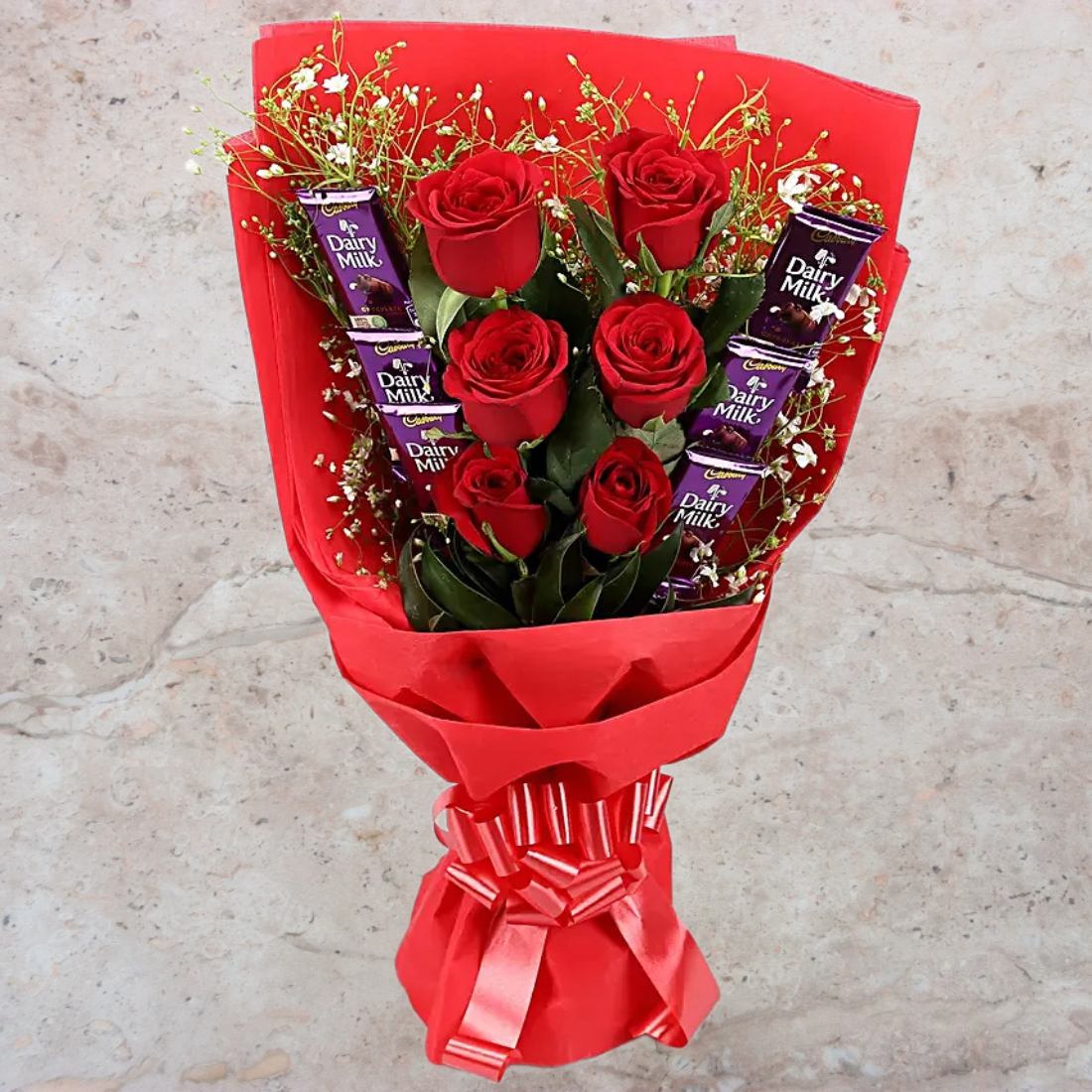 Dairy Milk N Roses Bouquet