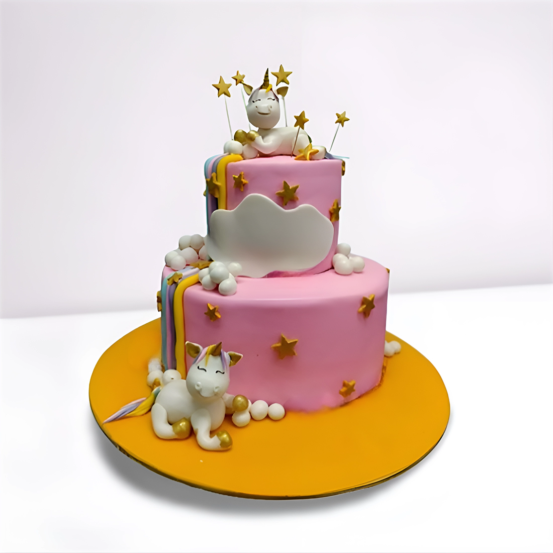 Enchanting Pink Rainbow Unicorn Cake