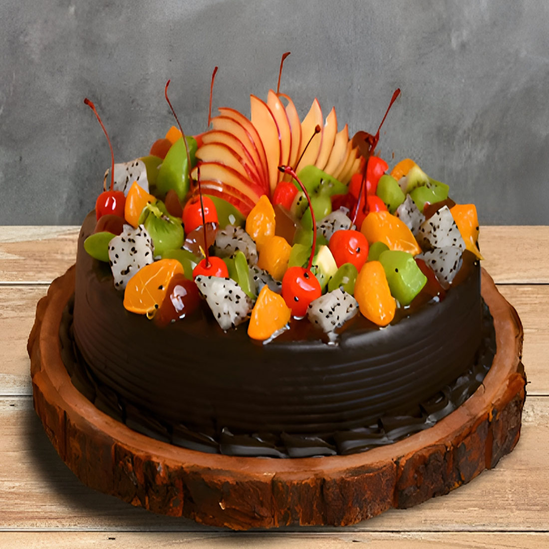 Fruit Overloaded Chocolate Cake