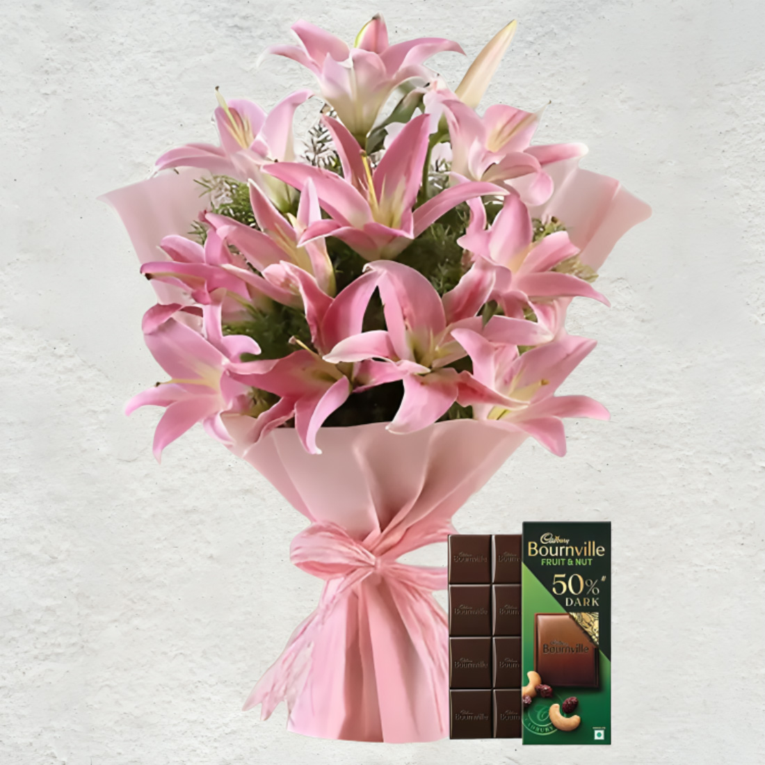 Lily Bouquet with Bournville Fruit & Nut