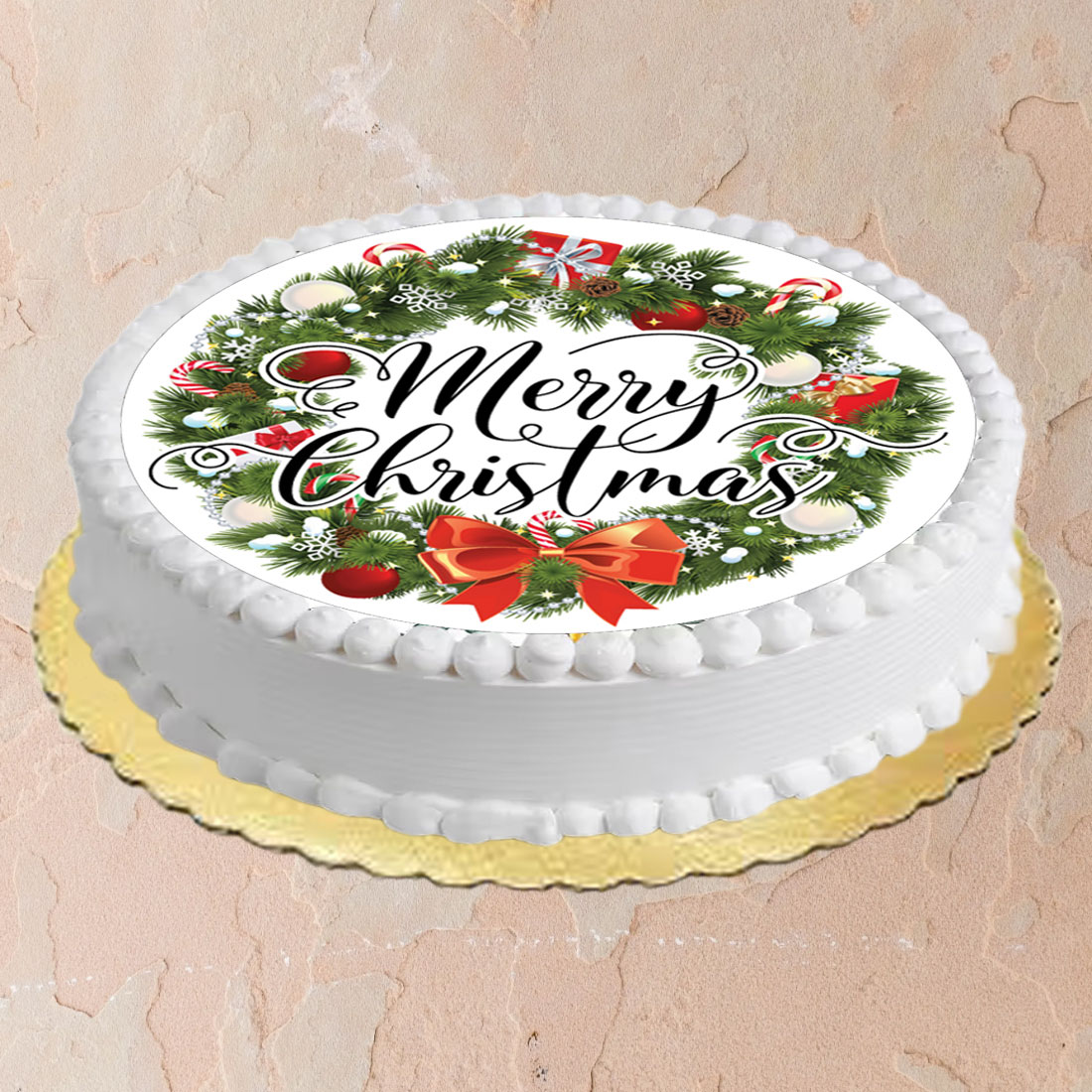 Merry Christmas Pineapple Photo Cake