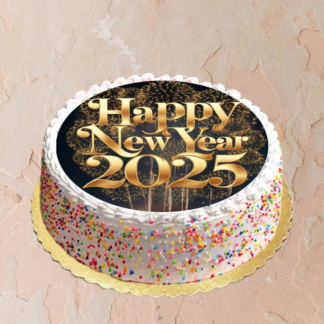 New Year Vanilla Photo Cake