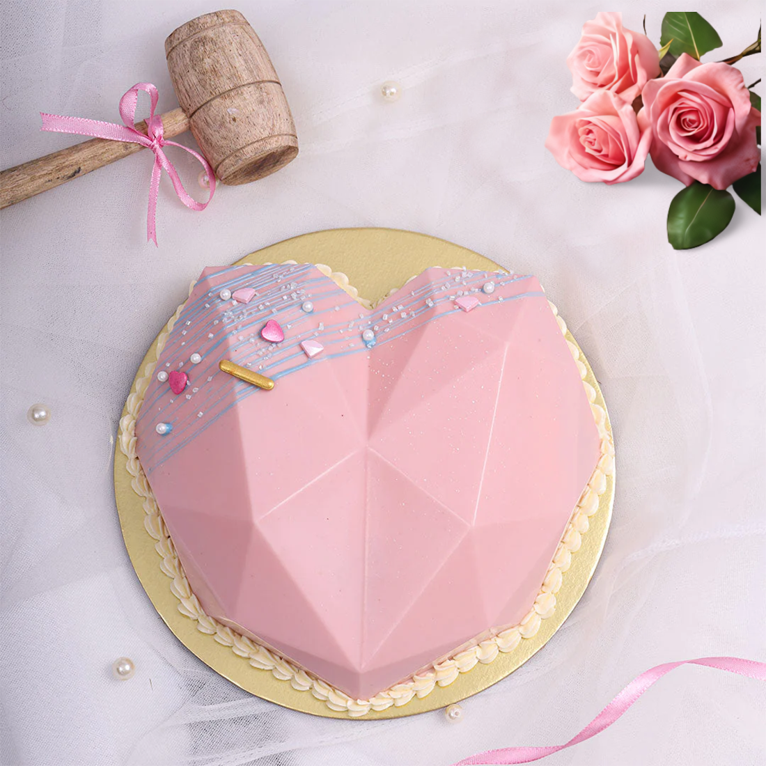 Pink Heart Shape Chocolate Pinata Cake