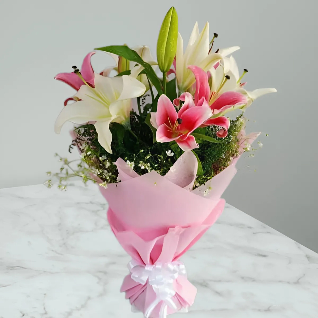 Pink N White Lily Bouquet