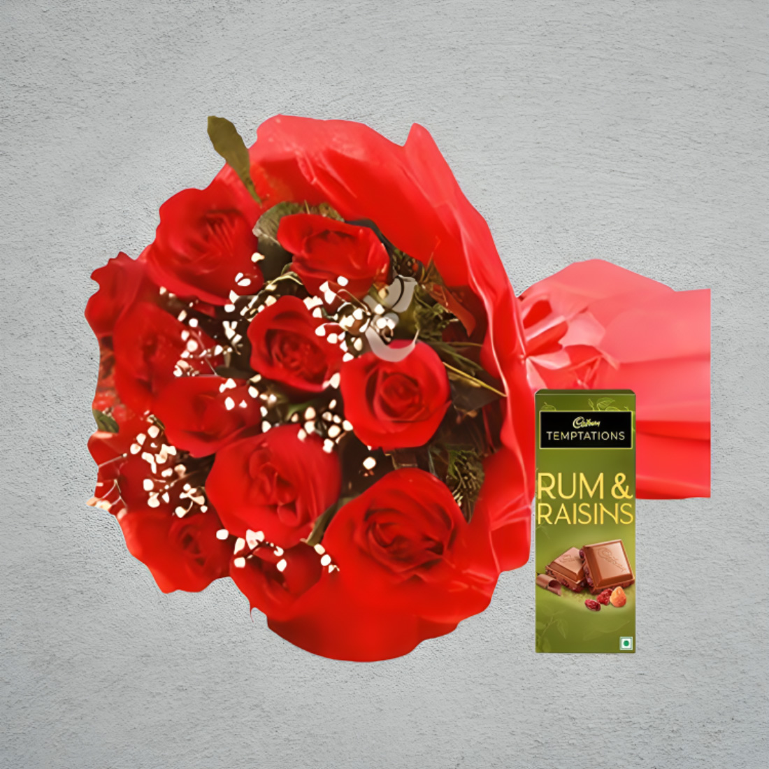 Red Rose Bouquet with Cadbury Temptation