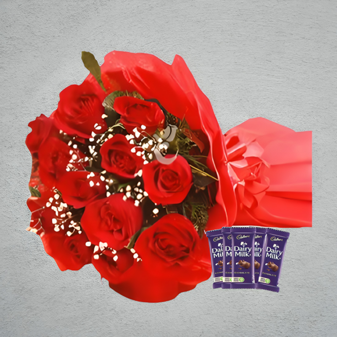 Red Rose Bouquet with Dairy Milk Chocolate