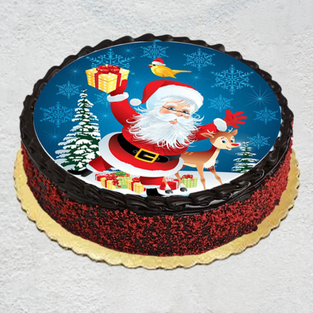 Round Santa Chocolate Photo Cake