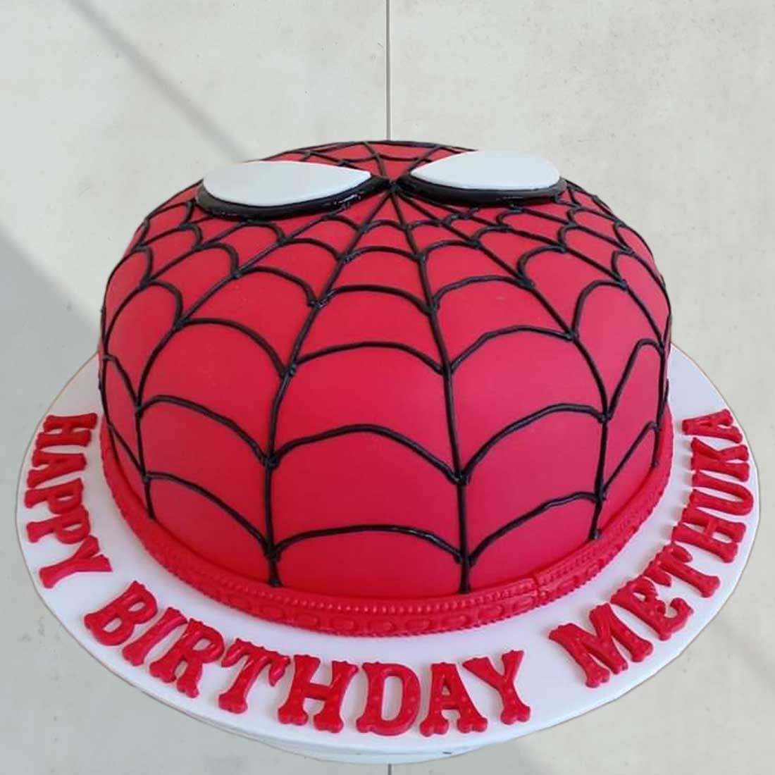 Spiderman face fondant cake