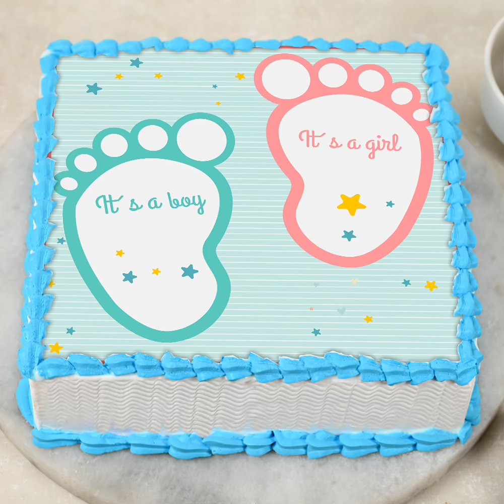 Square Shaped Baby Shower Poster Cake