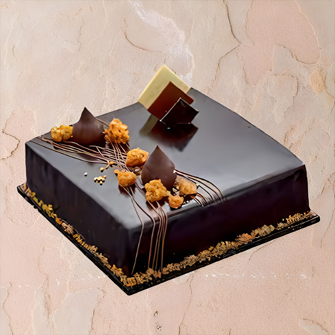 Square Shape Chocolate Nut Cake