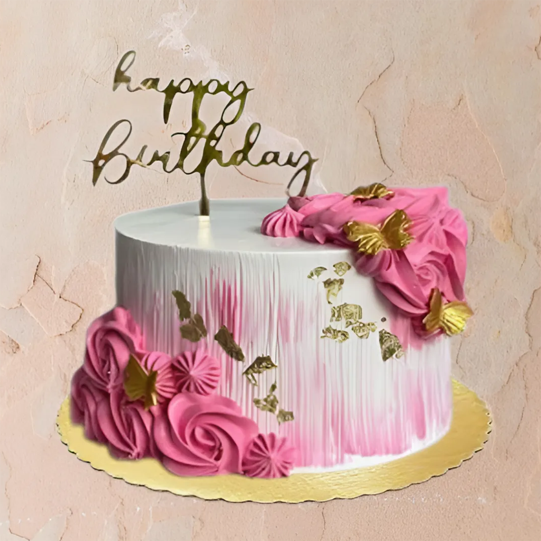 Strawberry Pink Floral Cake